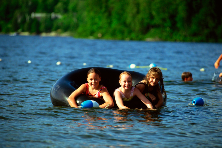 Group of children playing in water